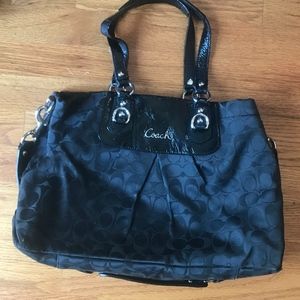 Classic Black Monogrammed Coach Satchel